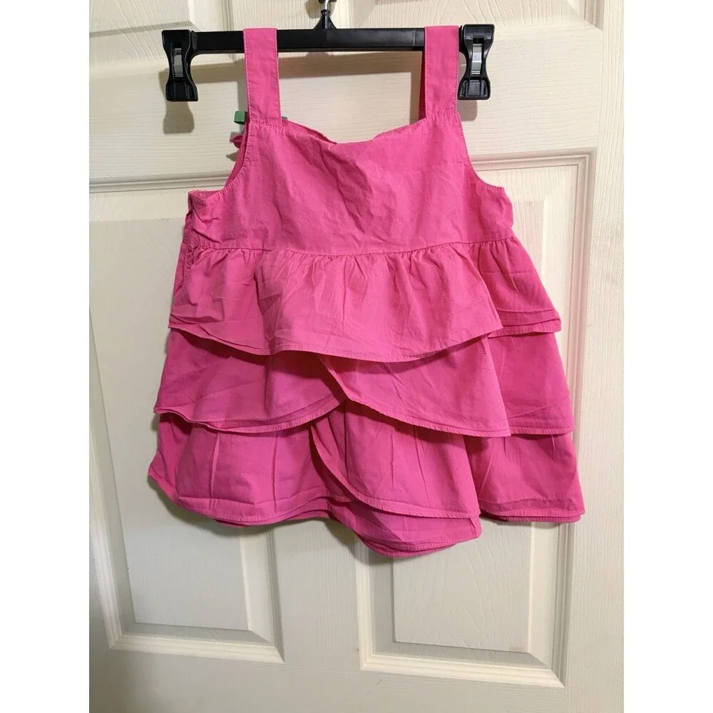 Gymboree Girls Tank Sz 9 Pink Tulip Petal Tank Top Ruffled Tier Summer Bright
